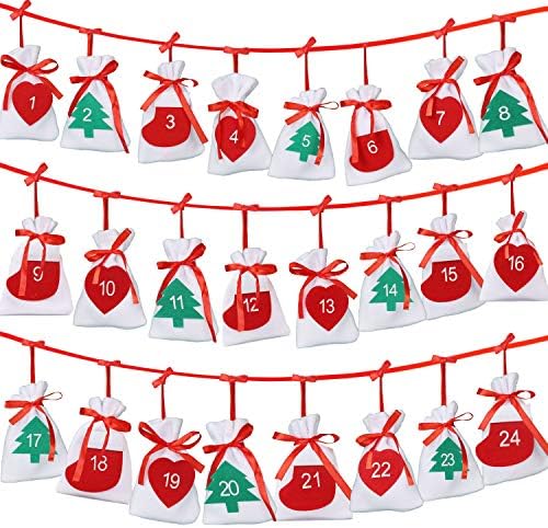 Гуоу Божиќ Доаѓањето Календар 2020, 24 Дена Се Чувствува Виси Доаѓањето Календари Подарок Кеси За Деца, Божиќ Одбројувањето Календар Венец Бонбони Кеси За Ѕид Празник