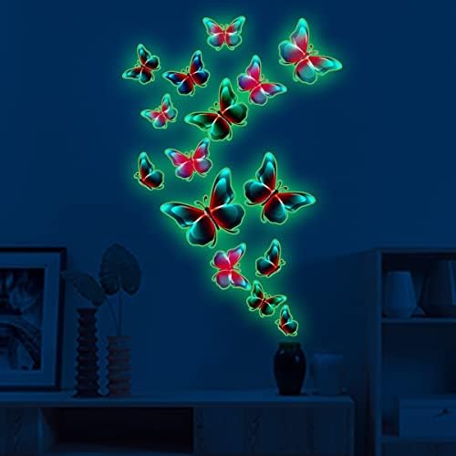 Блескави Украси За Пеперутки Налепници За Спална Соба Со Ѕидни Тавани Налепници Со Светлечка Боја Цвет Од Пеперутка Самовила