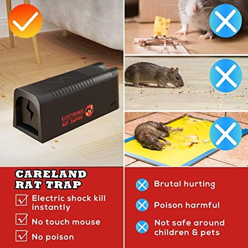 Careland го надгради стапицата стаорец електричен стаорец zapper, екстра голем убиец на стаорец со шок од 2000V, ефективни електронски стапици