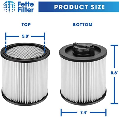 Fette Filter-2-пакет DXVC6910 Касети за замена на филтерот за филтрирање компатибилен со филтерот за кертриџ DXVC6910 за 6-16 галон Dewalt