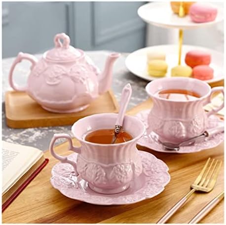 Елегантен розов керамички чај постави гроздобер керамички чај чаша сад, цветни чајни чајни чајни чајни чајни