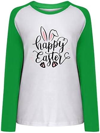Смешно среќно велигденско писмо печати џемпери за жени графички графички долги ракави пулвер 2023 пролетни маици врвови