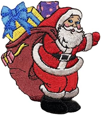 Дедо Мраз - Бургундија торба/вреќа - Божиќни подароци - Везено железо на лепенка