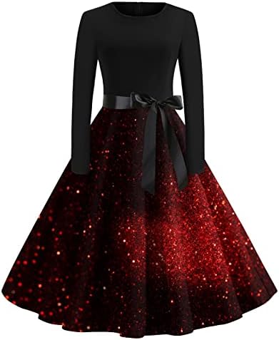 Подароци за Денот на вinesубените за нејзиниот женски долг ракав од 1950 -тите Гроздобер Хепберн, замав фустани, фустани за отпечатоци