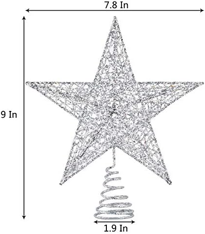 Мартин МОЛ Божиќна Елка Топпер Ѕвезда Топпер Метал Блескав Топер За Новогодишна Елка За Украс На Новогодишна Елка, Сребро