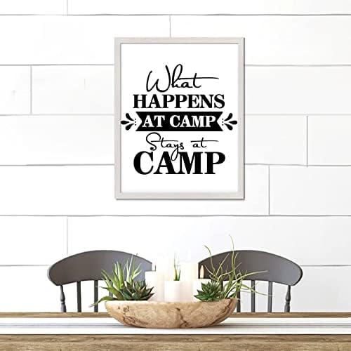 Позитивни цитати Рустикален стил Дрвени знаци со авантуристичка тема што се случува на престојот во кампот на белата рамка дрвена плакета