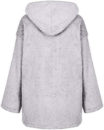 Womenенски преголем качулка со нејасно руно палто Зимско топло крзно јакна Зимски топли кардигански џемпери отворени предна надворешна облека
