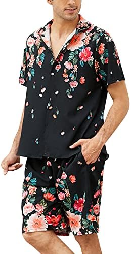 48L тенок фит мажи пролет лето лето 2 парчиња сетови на плажа печатена кошула со краток ракав кратки италијански исечени костуми за мажи