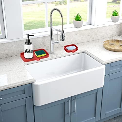 Поддршка за кујнски мијалник, држач за сунѓер за кујнски мијалник само одводнување кујнски сапун сапун премија силиконски држач за сапун