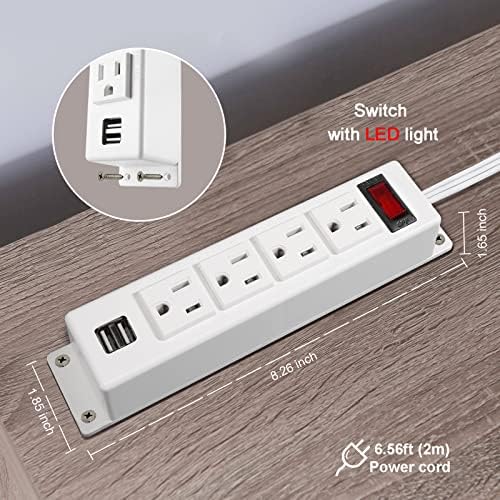 Монтабилна лента за напојување со USB порти, приклучоци за напојување на wallидови, заврткајте го приклучокот за напојување во бирото под кабинетот Електрична станиц?