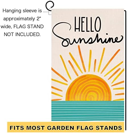 Здраво Сонцето Лето градинарско знаме 12x18 Вертикално двострана фарма куќа надвор од украси надвор од украси Бурлап дворот знаме BW285