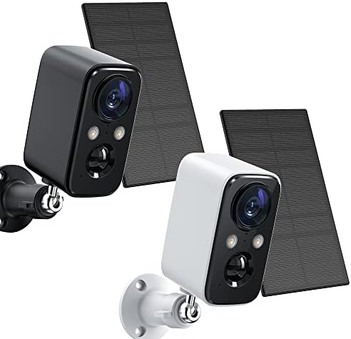 Foaood 2 пакет безжични соларни фотоапарати, безбедносни камери безжично отворено со соларни панели камери за домашна безбедност, домашна камера
