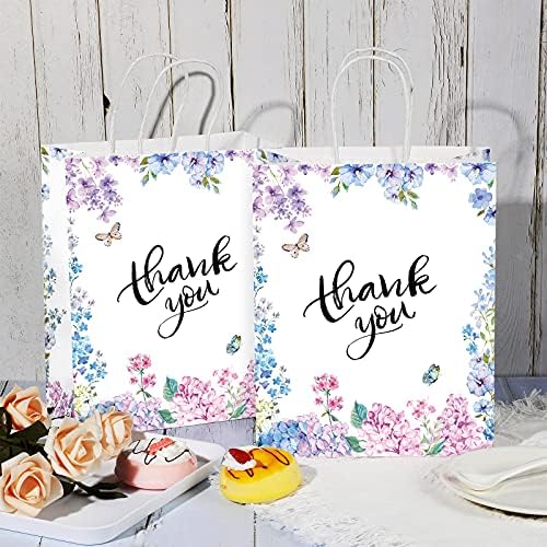 Размислете 30 Парчиња Ви Благодариме Хартиени Кеси Со Рачки Цветни Торби За Пазарење Чанти За Забава За Деловни Бутици Свадба