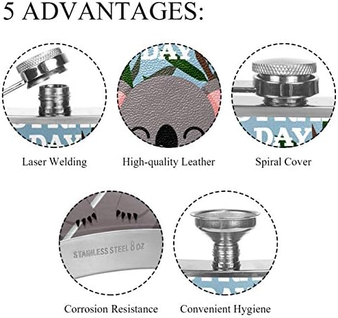 Колба за Колкови За Алкохол Од Нерѓосувачки Челик Отпорна на Истекување со Инка 7,7 мл Кожна Покривка Одлична Колба За Идеи За Подароци-Среќен Ден На Австралија Симп