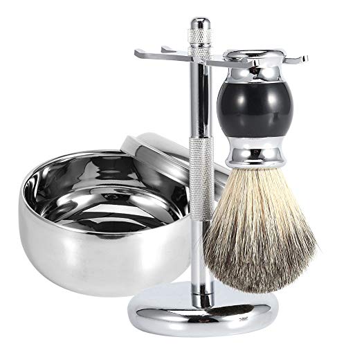 Четка за бричење и чинија - комплет за чистење на садови за бричење мажи држач за стоење на алатка за бричење + faux badgers четка