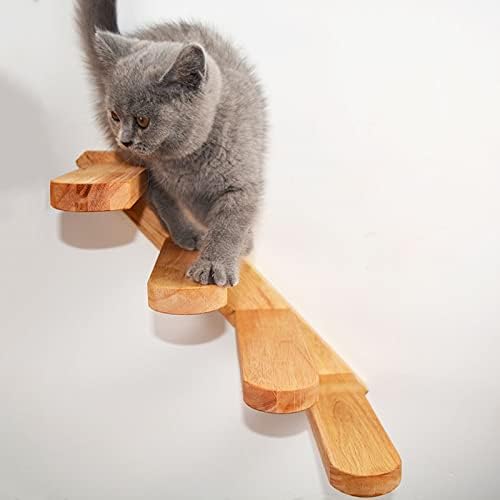 Валнута Мачка Играчка Ѕид Монтирани Мачка Качување Скалила Дрво Скали Скокање Платформа Качување Рамка Маче Скокање Одбор Мачка Мебел Мачка Дрво