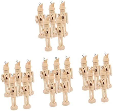 Amosfun 20 парчиња оревчери DIY играчки мини оревчести куќички украси за дома недовршена оревчеста куклена војник на оревчести фигури недовршени