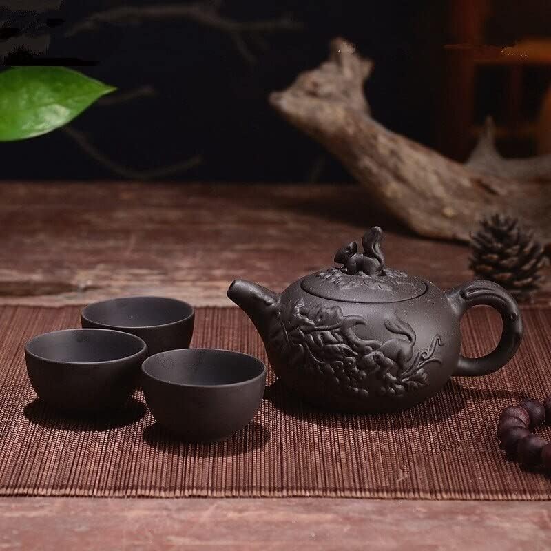 150 мл чајник чајник виолетова глина кунг фу чај сет рачно изработен змеј слон сад за саксија со чај со 3 парчиња шише со котел