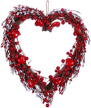 Венец на Денот на вineубените на Виолетергарден, 15 ”со срцев венец со црвени бели бобинки за декор за свадбени фестивали на в Valentубените
