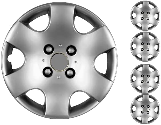 Копри сет од покривка од 4 тркала од 14 инчи сребрена Hubcap Snap-on Fit Ford