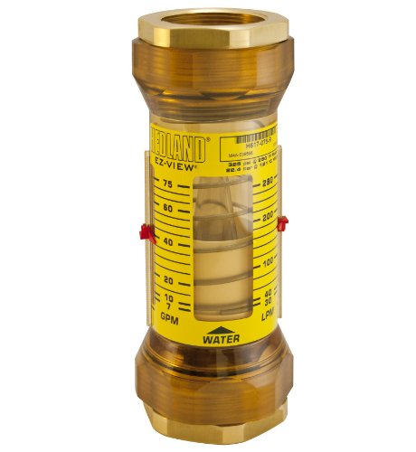 HEDLAND H617-075-R EZ-View Flowmeter, полифенилсулфон, за употреба со вода, 30,0 до 280,0 LPM опсег на проток, 2 женски NPT