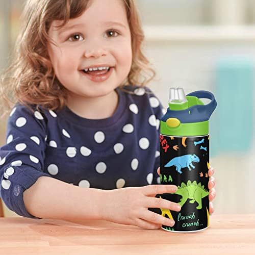 Детско шише со вода од диносаурус 12 мл, вакуум со двојни wallидови изолирани термос од не'рѓосувачки челик Термос Травел Тумблер за момчиња, девојчиња, мали деца
