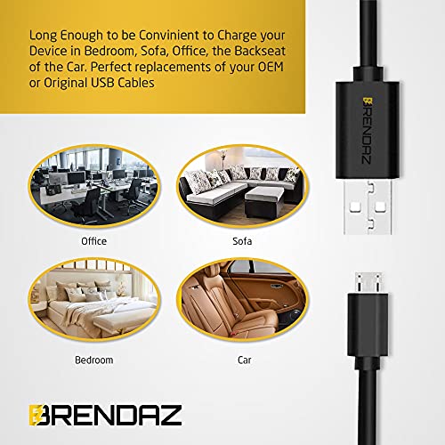 Brendaz {2-Pack} Micro USB кабел за полнење и трансфер на податоци-Micro B Data Cable за паметни телефони, камери, контролори за игри,