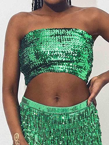 Kakaco sequins tube top strightau strime strapless sequin chorp врвен забавен клуб носат градник за жени и девојчиња