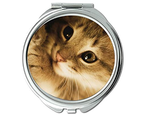 Компактно огледало Компактно огледало двострано, огледало за мачки за мажи/жени, зголемување од 1 x 2x