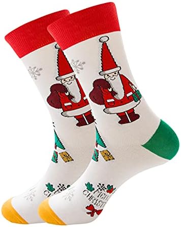 Божиќни мажи чорапи обична изведба памучна подлога спортско слободно време топли чорапи симпатични удобни плете