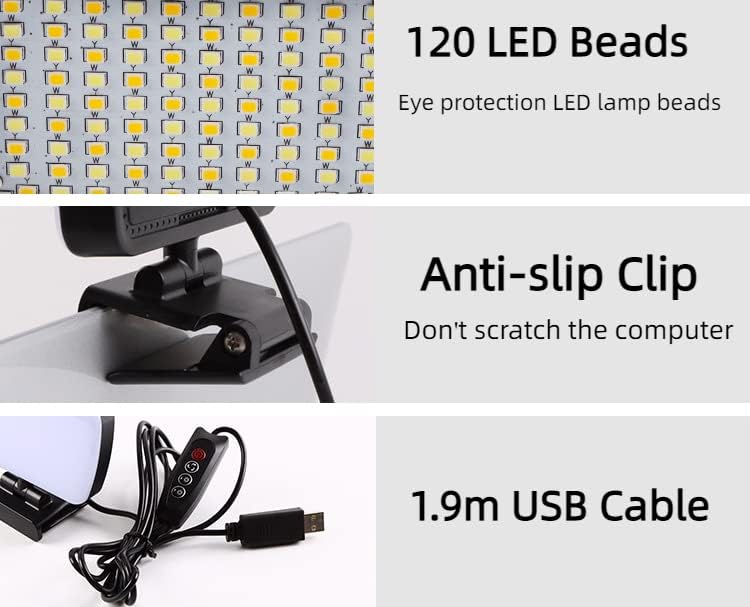 LED Телефонско Светло со 3 Режими На Светлина Со Преден &засилувач; Заден Клип За Работа Видео Селфи Светло За Далечинско Работење За Шминка Прилагодливо За Видео Кон