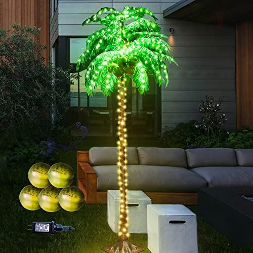 5 -ти 148 LED диоди осветлени палми, вештачка палма со кокос, осветлете ги тропските палми за Денот на Свети Патрик, затворен, отворен,