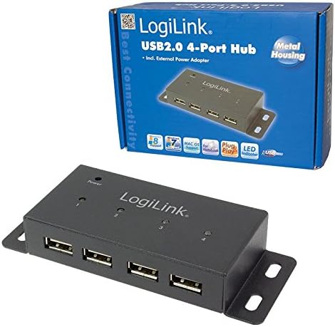LOGILINK USB 2.0 Центар со 4 Порти Метал Во Црно