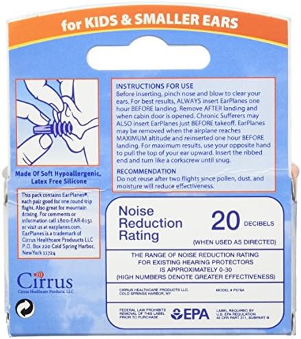 Оригинални детски уши од Cirrus Healthcare Ear Earls Plugs Airplane Travel Ear Protection 3 Pair Bonus Pack