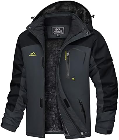 Зимски палта Магкомен водоотпорна скијачка јакна за снег топла руно јакна Парка мантил со повеќе џебови