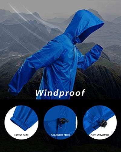 Надворешно вложување машка јакна за дожд водоотпорна лесна пакувачка обвивка од дожд од дожд со аспиратор за патување за пешачење за голф