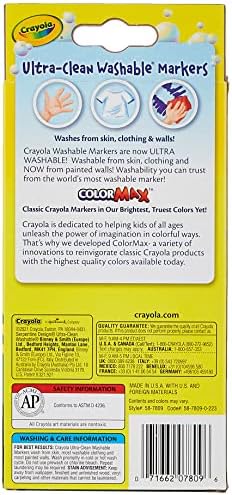 Crayola Ultra Clean Markers, маркери за фини линии, училишни материјали, 8 брои