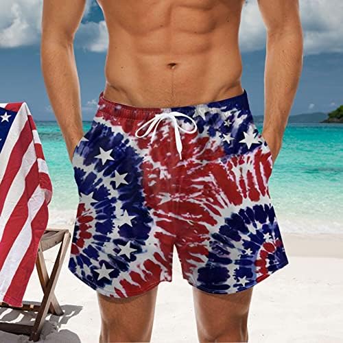 Случајни шорцеви за капење мажи во САД, знаме, знаме, еластични боксери за половината, брифинзи, плус големина патриотска облека за капење