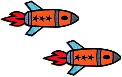 Кленплус 2 парчиња. Портокалова Ракета Вселенски Цртан Филм Деца Деца Шие Железо На Лепенка Везена Апликација Занает Рачно Изработена