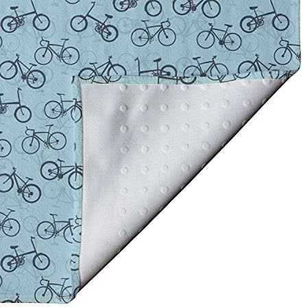 Амбесон велосипед јога мат пешкир, монохроматски минимален образец со разни едноставни силуети за велосипеди, нелизгачки за абсорбента за јога