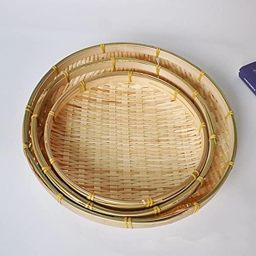 Бамбус сито, рачно изработено ткаење бамбус рафтови тркалезни корпи за храна, приврзаници за природни жито декоративни корпи за