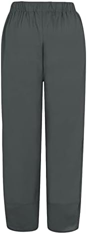 Panенски обични памучни панталони панталони се релаксираат вклопуваат цврста боја еластична чекана дното удобна широка нозе исечена дневна панталони