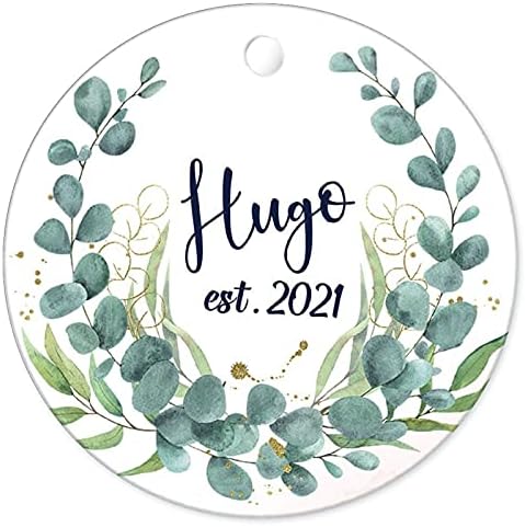 Прилагодено име и датум сувенири керамички украси цветни венци 2021 двострано печатење 3x3 инчи тркалезно украсување на новогодишни украси за украсување за новогоди?