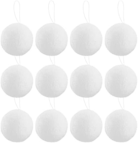 Nuobesty бел декор 12 парчиња бели топчиња од пена Божиќ за уметнички занаетчиски училишни училишта Проекти Божиќни забави