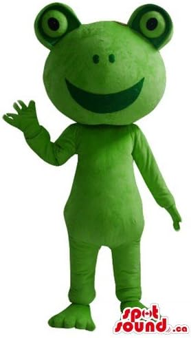 Spotsound среќен зелена жаба цртана лик маскота нас костум фенси фустан