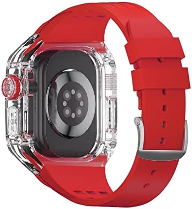 ВЕВЕЛ Луксузен Транспарентен Случај За Apple Watch Ultra 49mm Мод Комплет Флуорорубер Спорт Ремен Бенд за iwatch 8 Pro Ултра Модификација Комплет