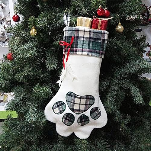 Божиќни селски украси гроздобер Божиќни чорапи миленичиња шепи кучиња мачки големи шепи, висечки чорапи Божиќни камиони украси куќа Божиќ украси