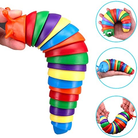 Cokomono Fidget Slug Toy, 3D Articulatulat Slug Fidget играчка, сензорни играчки за деца со аутизам, сензорна играчка за олеснување на стресот за мали деца, деца, возрасни, подароци за олесн