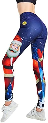 Iius грда Божиќни хеланки со високи половини жени плус хеланки за големина Дедо Мраз за кревање на задник, кој работи спортски јога панталони
