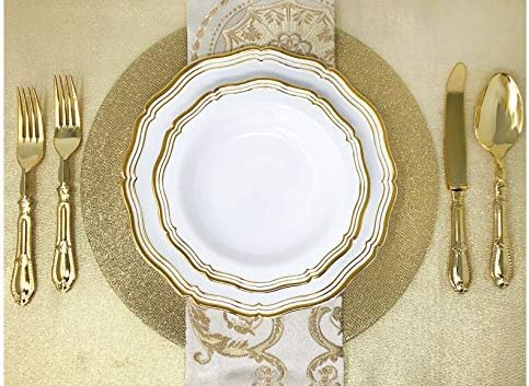 Декор Аристократ Пластична Тркалезна Чинија За Десерт Со Златен Раб-5оз | Бело | Пакување од 10